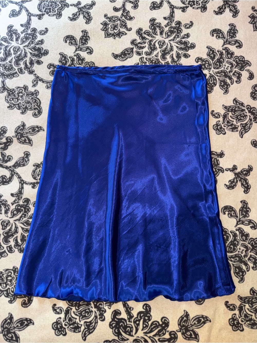 Blue Satin Slip Skirt